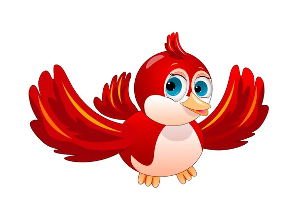 白い背景に漫画の赤い鳥 赤い鳥のキャラクター — ストックベクタ