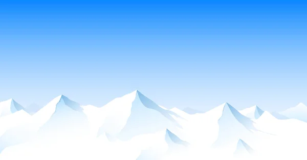 Snowy Mountain Peaks Blue Sky Mountain Snow Landscape — Stock Vector
