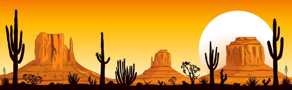 Puesta de sol en el desierto de Arizona — Vector de stock