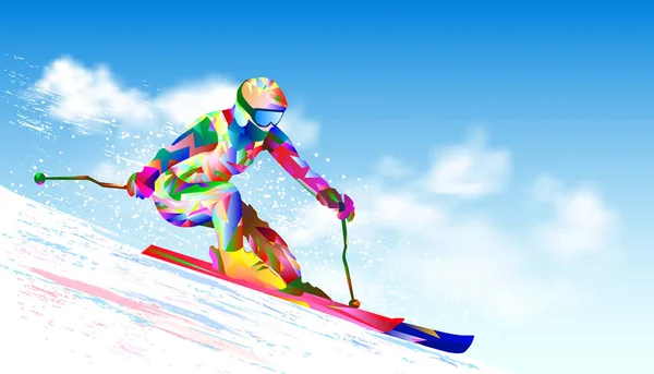 Alpin skidåkning idrottsman nen — Stock vektor