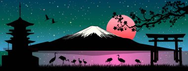 Fuji Dağı Japon manzarası