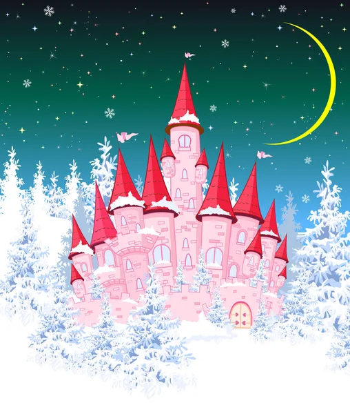Замок принцеси зимова ніч — стоковий вектор