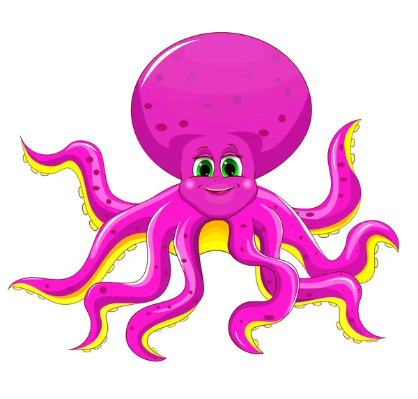 快乐的粉红色章鱼 — 图库矢量图片