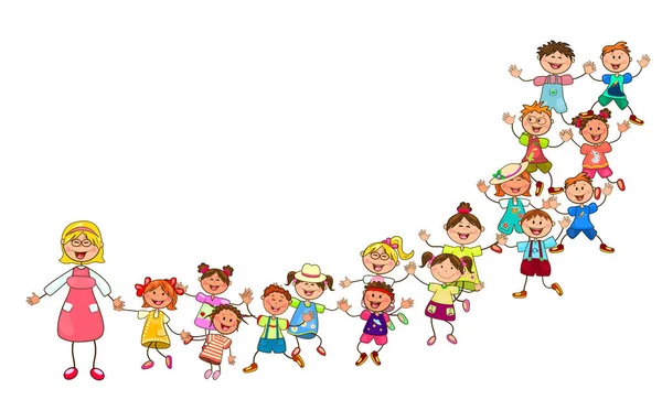 Happy children from kindergarten — Stock Vector