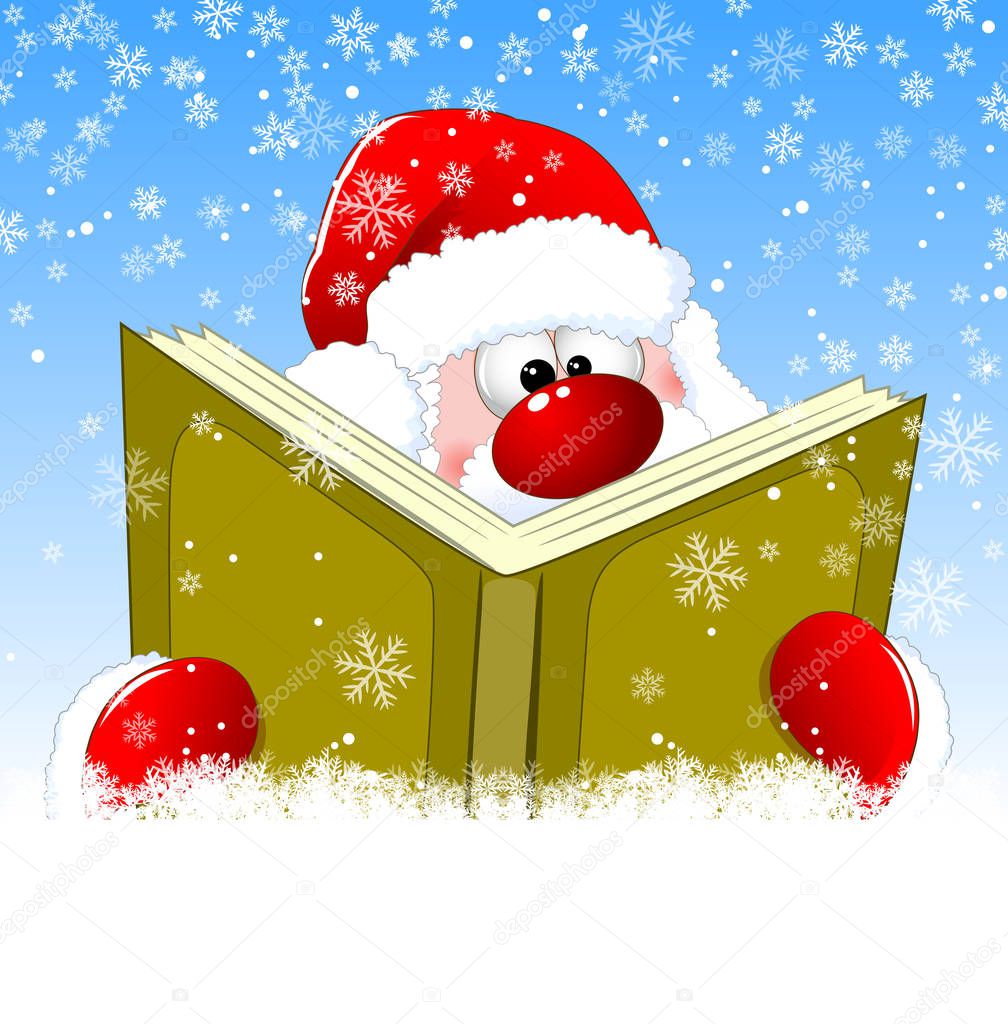 Santa is reading a book                                         