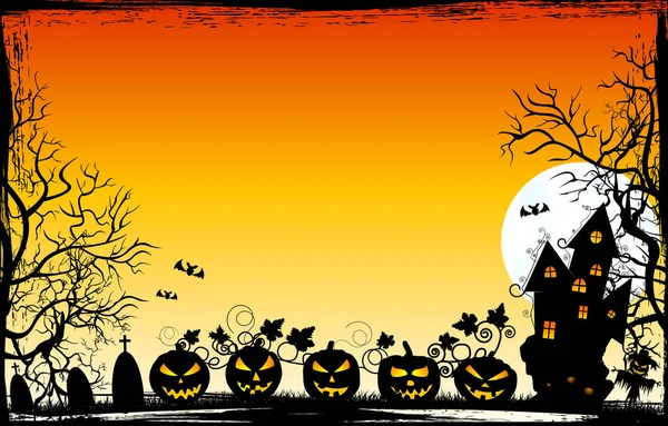 Halloween abóboras assustadoras na véspera do feriado —  Vetores de Stock