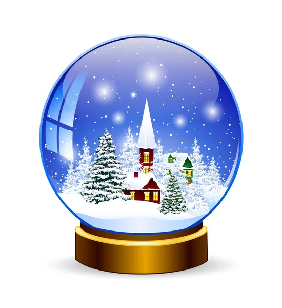 Snow globe with winter landscape — Stock Vector