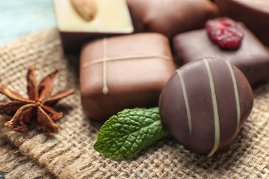 Farklı lezzetli çikolata şekerleme, portre