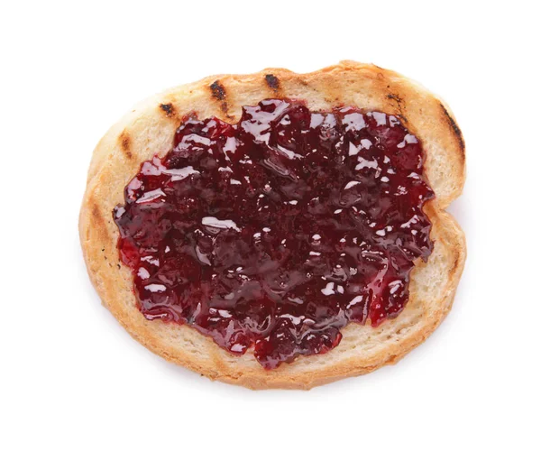 Toasted Bread Jam White Background Top View — Stock Photo, Image