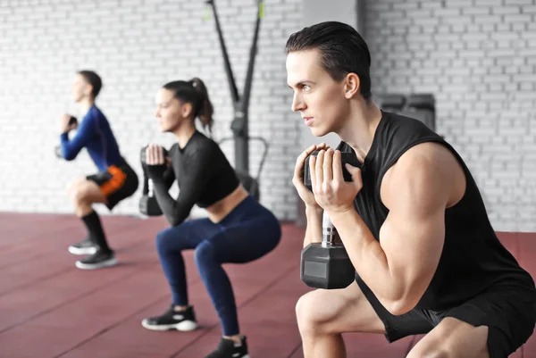 Group Athletes Working Out Gym — Stock Photo, Image