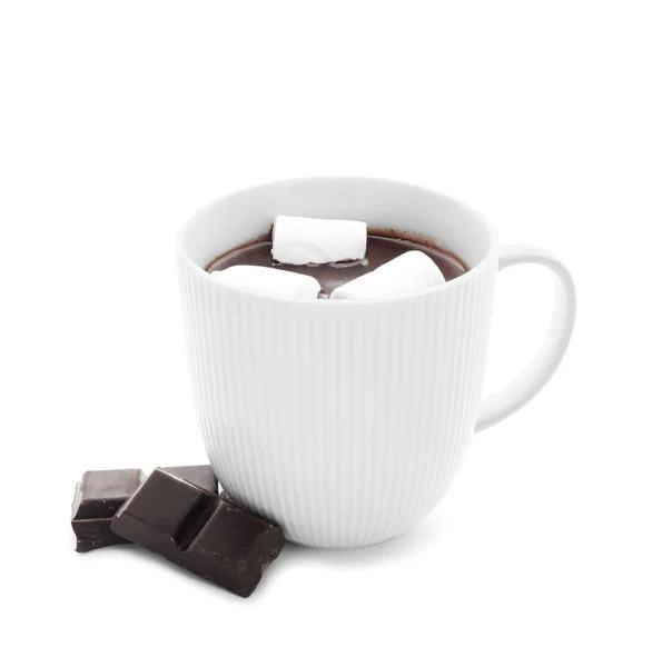 Cup Hot Chocolate Marshmallow White Background — Stock Photo, Image