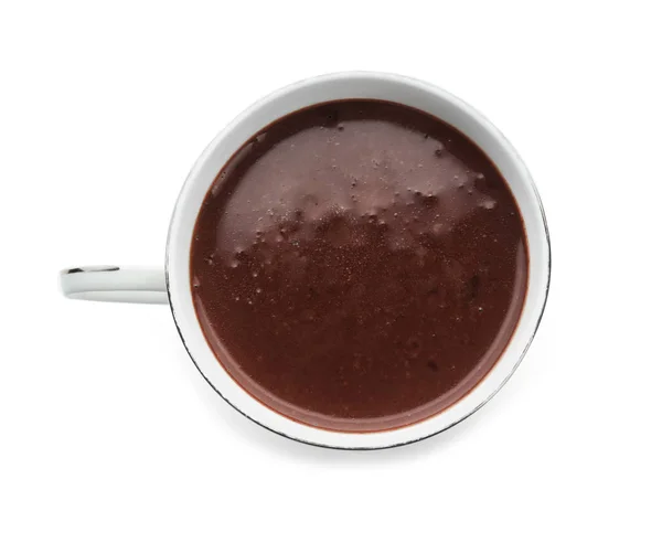 Чашка Гарячого Шоколаду Білому Тлі Вид Зверху — стокове фото