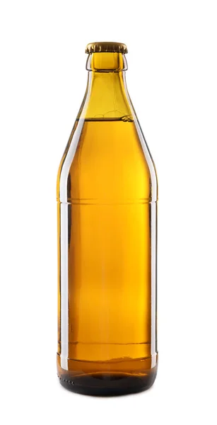Glass Bottle Beer White Background — Stock Photo, Image