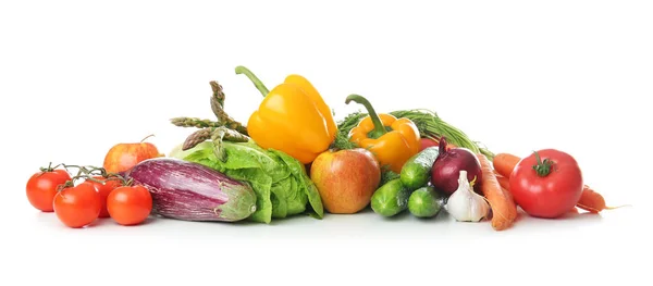 Frutas Verduras Frescas Sobre Fondo Blanco Concepto Comida Saludable —  Fotos de Stock
