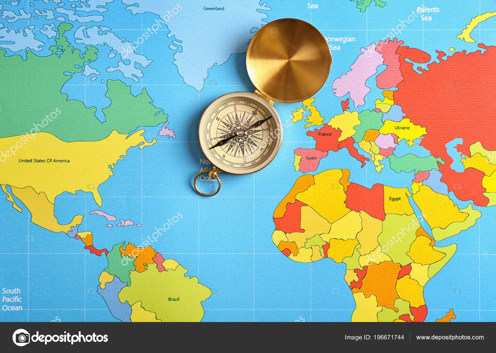 Compass World Map Stock Photo by ©serezniy 196671744