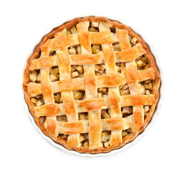 Lezzetli ev yapımı elma pasta beyaz arka plan üzerinde