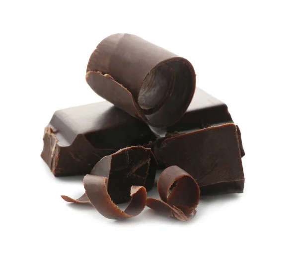 Choklad Lockar Vit Bakgrund — Stockfoto