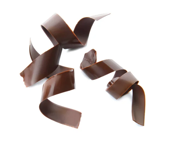 Riccioli Cioccolato Sfondo Bianco — Foto Stock