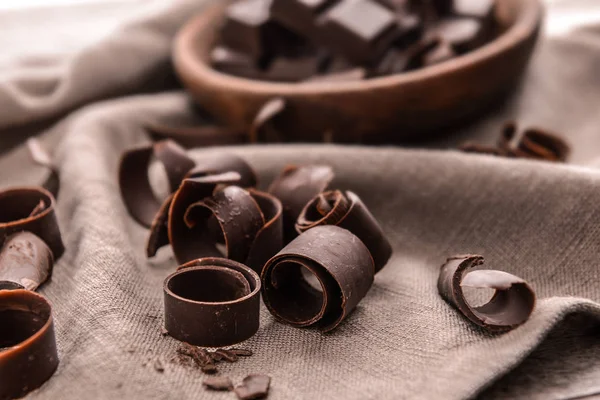 Kumaş Closeup Üzerine Çikolata Bukleler — Stok fotoğraf