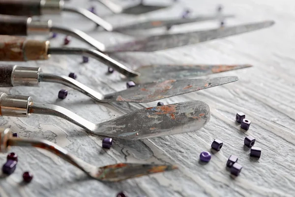 Palette Knives Professional Artist Table — Stock Photo, Image