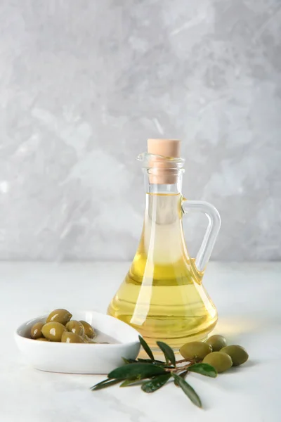 Composition Olive Oil Table — Stock Photo, Image