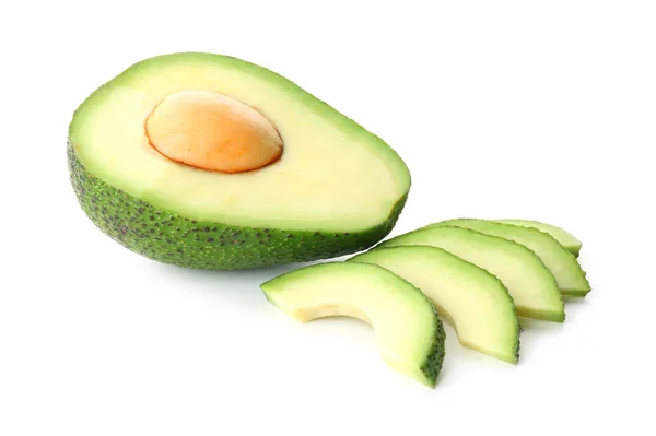 Snijd Avocado Geïsoleerd Wit — Stockfoto