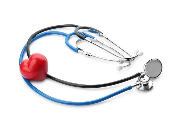 Medische Stethoscopen Met Hart Een Witte Achtergrond Health Care Concept — Stockfoto