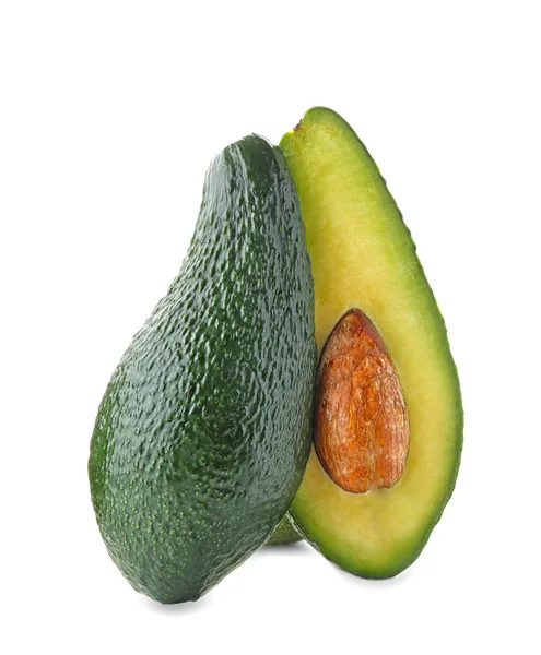 Metà Avocado Maturo Sfondo Bianco — Foto Stock