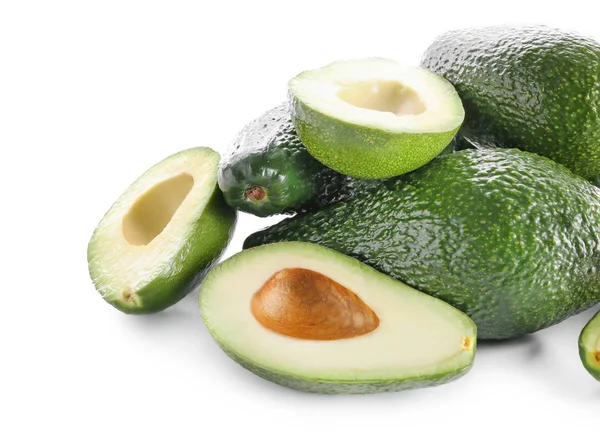 Rijpe Avocado Witte Achtergrond — Stockfoto