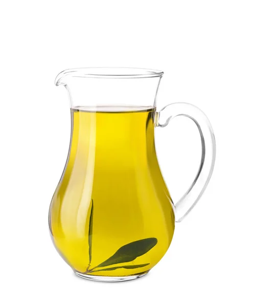 Caraffa Con Olio Oliva Fondo Bianco — Foto Stock