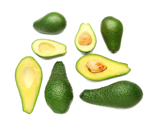 Rijpe Avocado Witte Achtergrond — Stockfoto