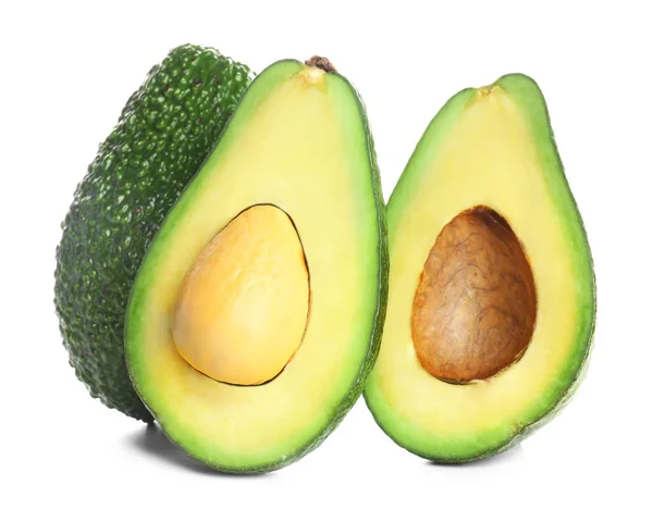 Rijpe Avocado Witte Achtergrond — Stockfoto