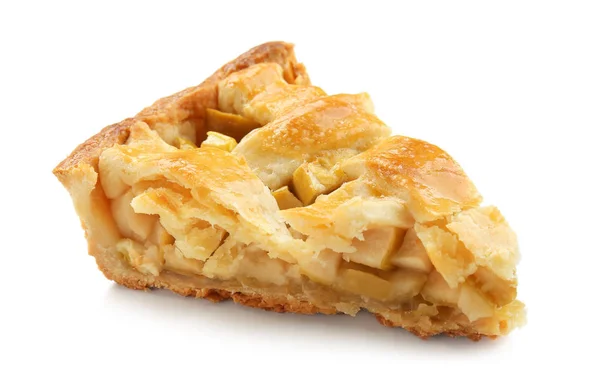 Piece Tasty Homemade Apple Pie White Background — Stock Photo, Image