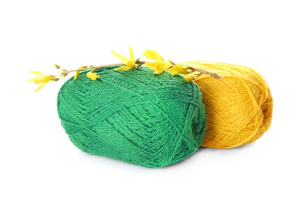 Colorful Knitting Yarn White Background — Stock Photo, Image