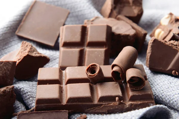 Pieces Chocolate Curls Napkin — Stock Photo, Image