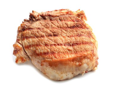 Beyaz zemin üzerine lezzetli ızgara biftek