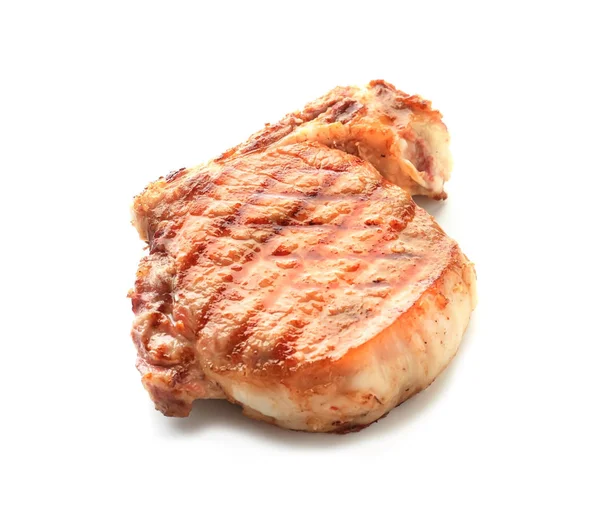 Lekkere Gegrilde Steak Witte Achtergrond — Stockfoto