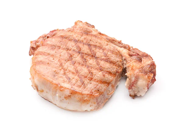 Chutný Grilovaný Steak Bílém Pozadí — Stock fotografie