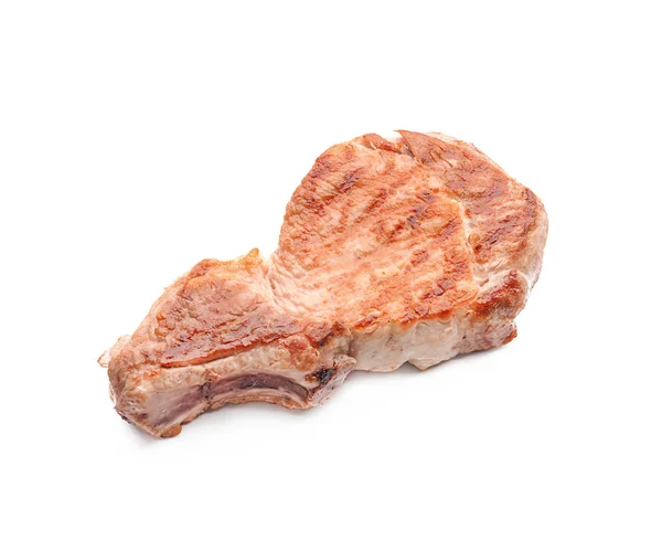Ízletes Sült Steak Fehér Háttér — Stock Fotó