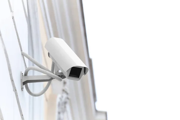 Moderne Cctv Camera Geïnstalleerd Muur Van Het Gebouw Buitenshuis — Stockfoto