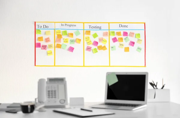 Scrum Task Board Stickers Wall Office — Stock Photo, Image