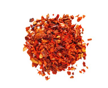 beyaz zemin üzerine kırmızı pul biber