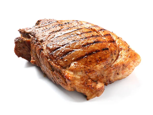 Lekkere Gegrilde Steak Witte Achtergrond — Stockfoto