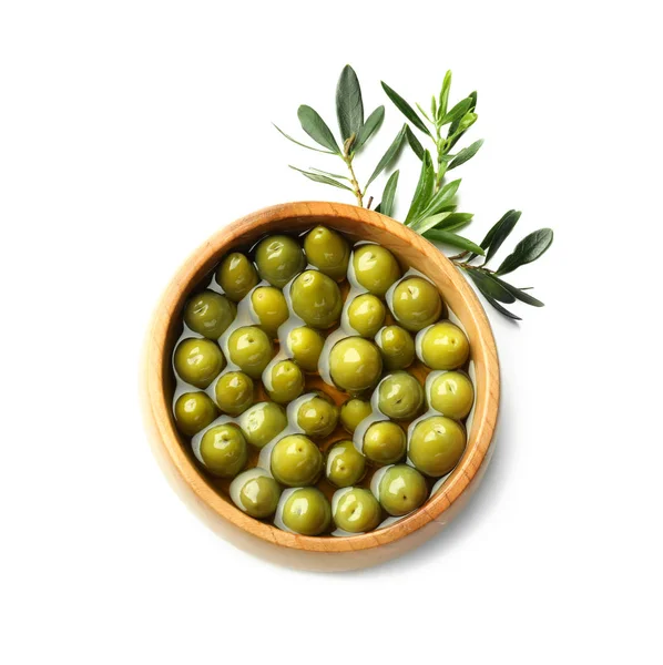 Bowl Canned Olives White Background — Stock Photo, Image