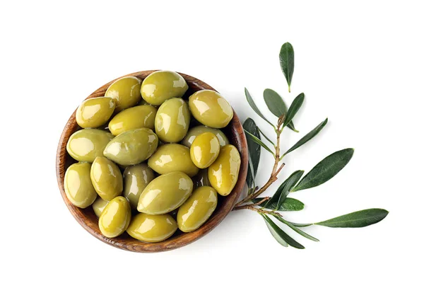 Bowl Canned Olives White Background — Stock Photo, Image