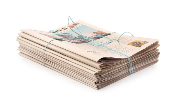 Pile Newspapers White Background — Stock Photo, Image