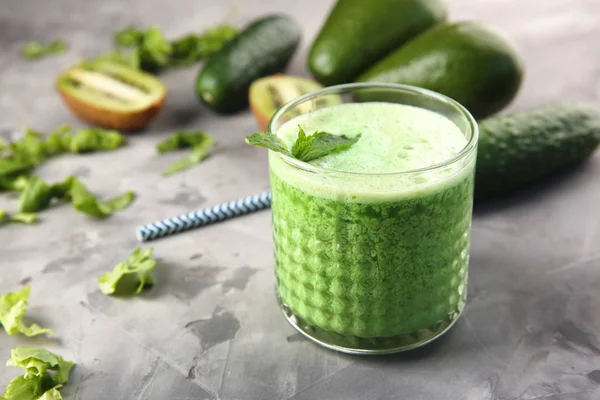 Glas Lekkere Avocado Smoothie Tafel — Stockfoto