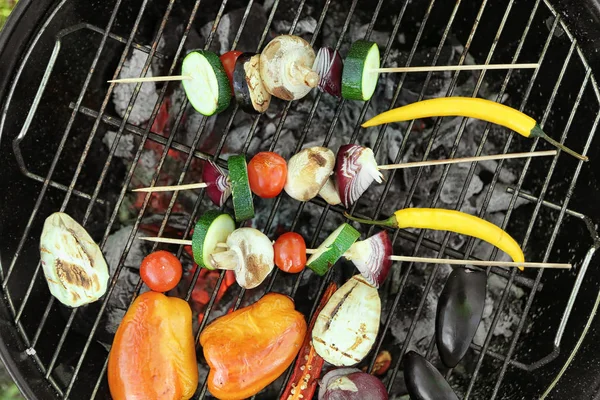 Skewers Vegetables Barbecue Grill — Stock Photo, Image