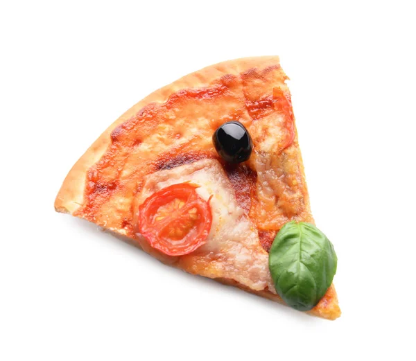 白い背景においしいピザのスライス — ストック写真