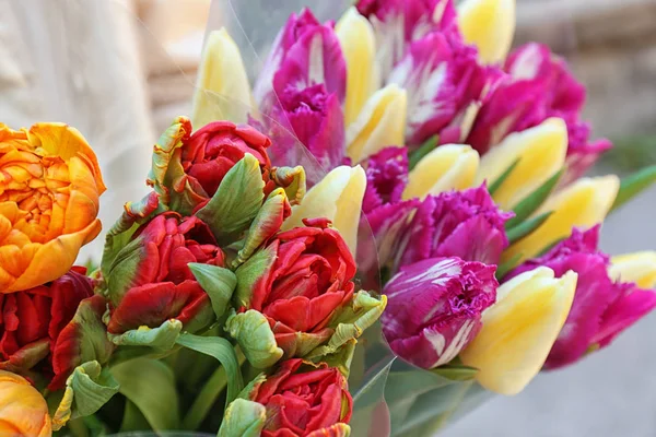 Bouquets Beautiful Tulips Closeup — Stock Photo, Image